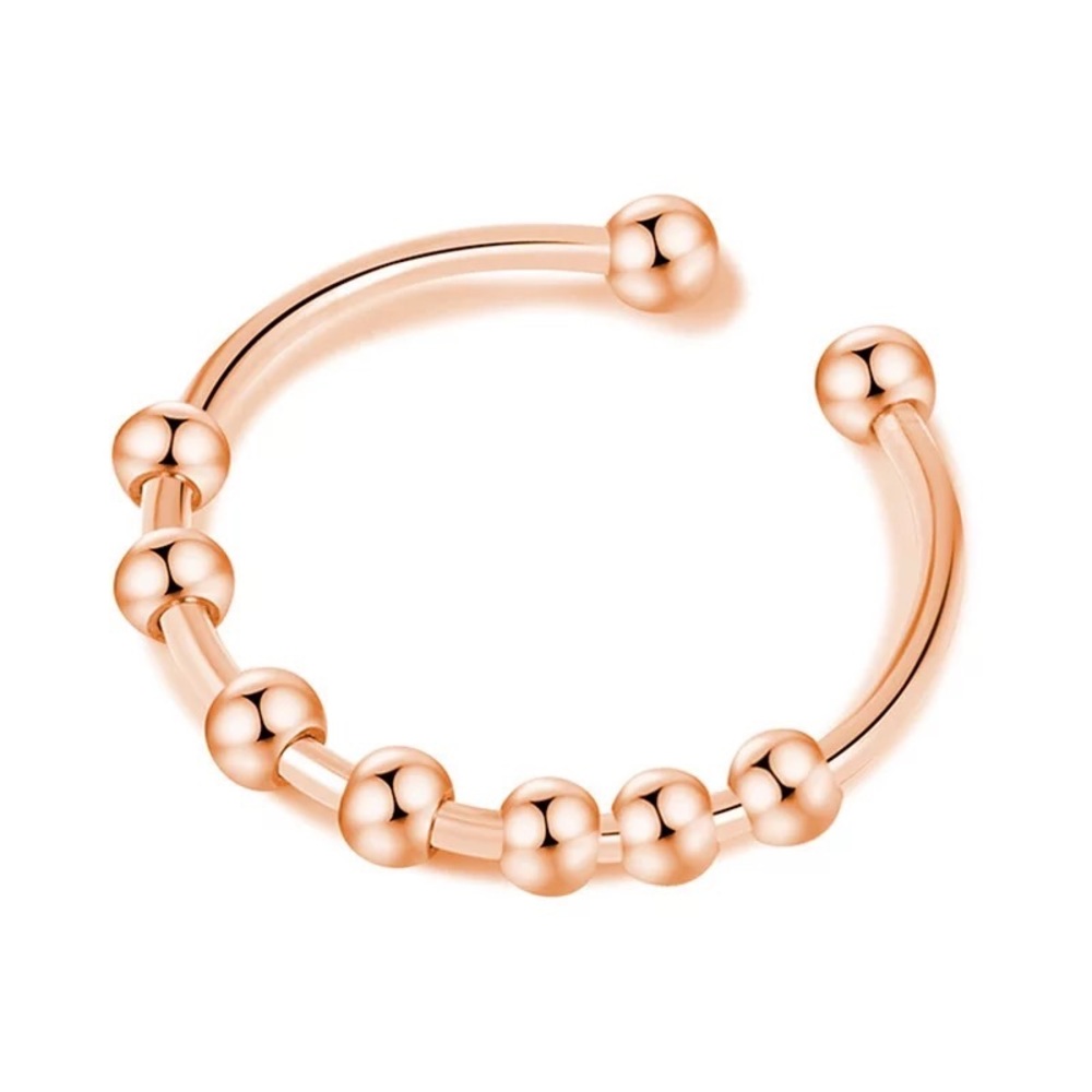Fidget ring/anxiety ring beaded adjustable stainless steel ring rose gold color